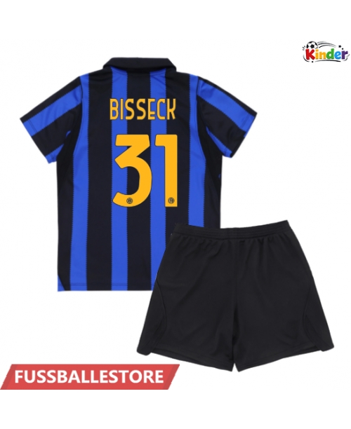 Günstige Inter Milan Yann Bisseck #31 Heimtrikotsatz Kinder 2026-27 Kurzarm (+ Kurze Hosen)